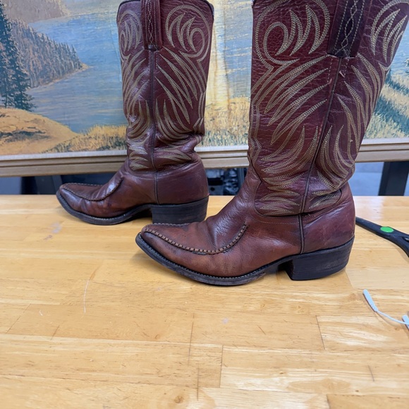 Vintage Dan Post Rich Brown Western Boots, pointed toe, women’s, size 7D - Picture 3 of 7